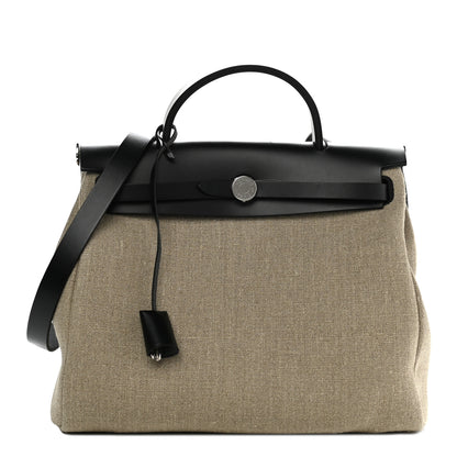 Hermes Military Toile Vache Hunter Herbag Zip Retourne 31 PM Ficelle Black 3 of 10