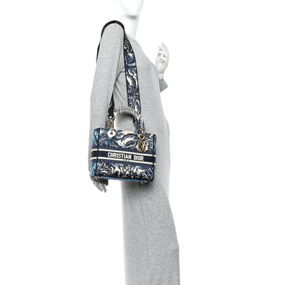 Christian Dior Canvas Embroidered Palm Tree Toile De Jouy Medium Lady D-Lite Blue 2 of 11