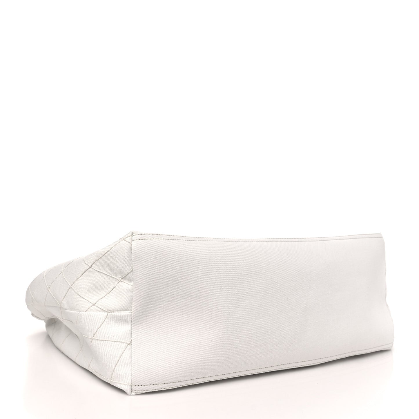 Denim Calfskin Quilted Coco Beach Small Shopping Tote White Black
