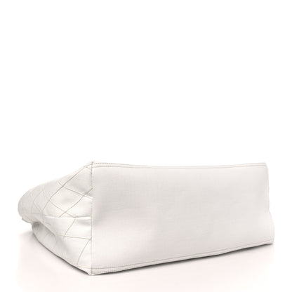 Chanel Denim Calfskin Quilted Coco Beach Small Shopping Tote White Black 5 of 11