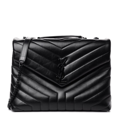 Saint Laurent Calfskin Y Quilted Monogram Medium Loulou Chain Satchel Black 1 of 12