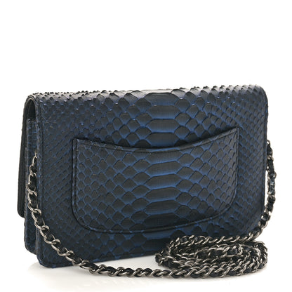 Chanel Snakeskin Wallet On Chain WOC Navy 2 of 12