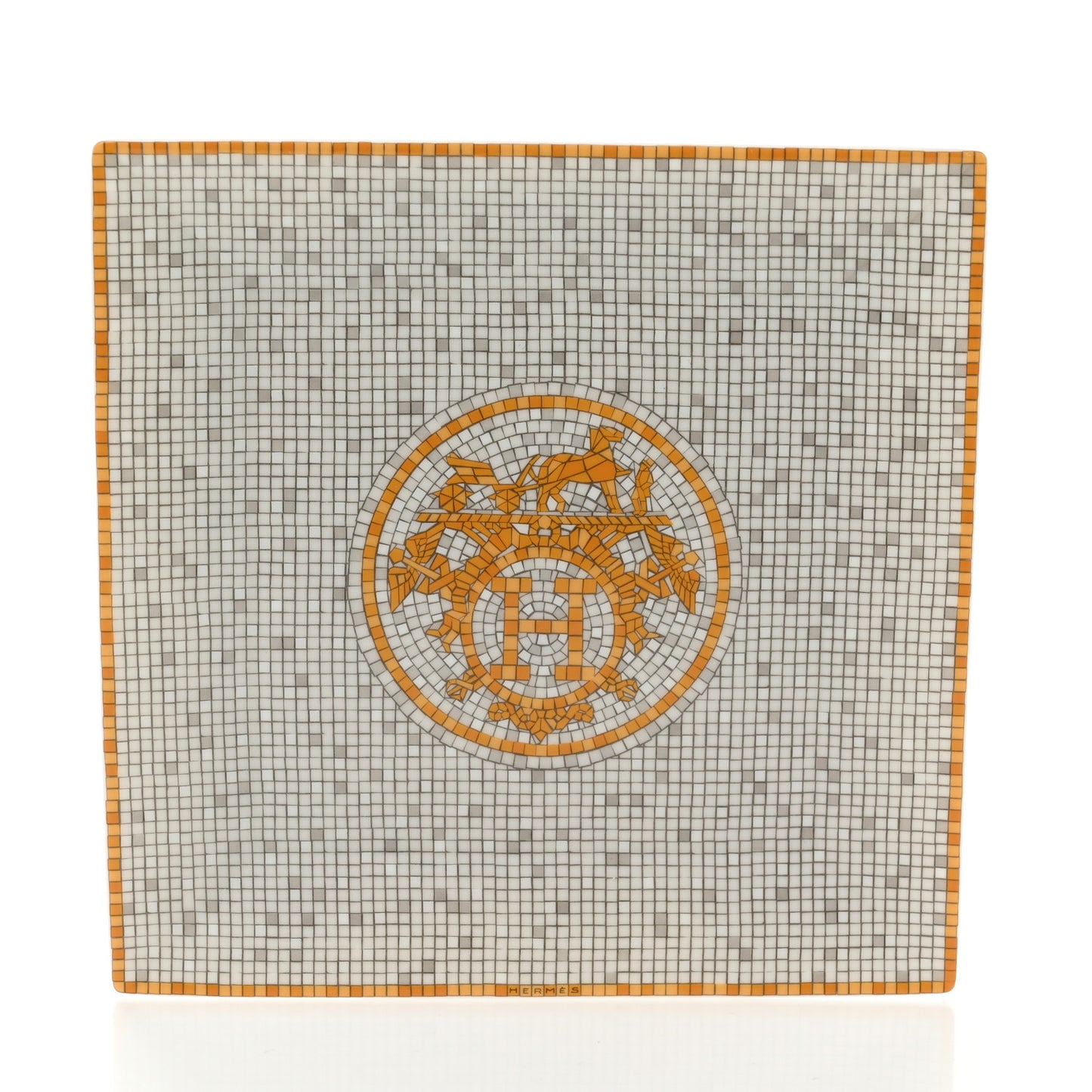 Porcelain Mosaique Au 24 Set of 3 Square Plates Gold