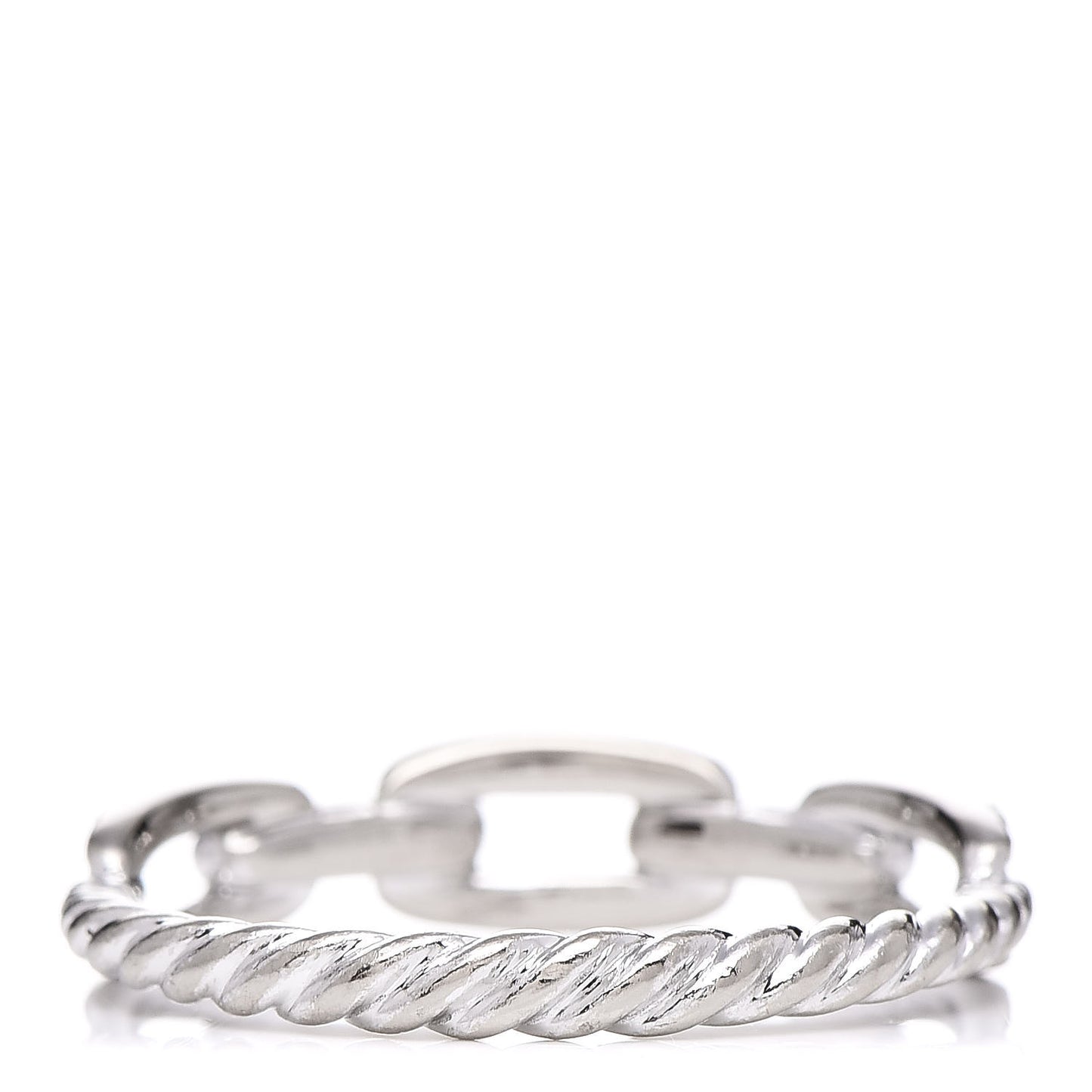 18K White Gold Diamond 4.5mm Stax Single Row Chain Link Ring 57 8