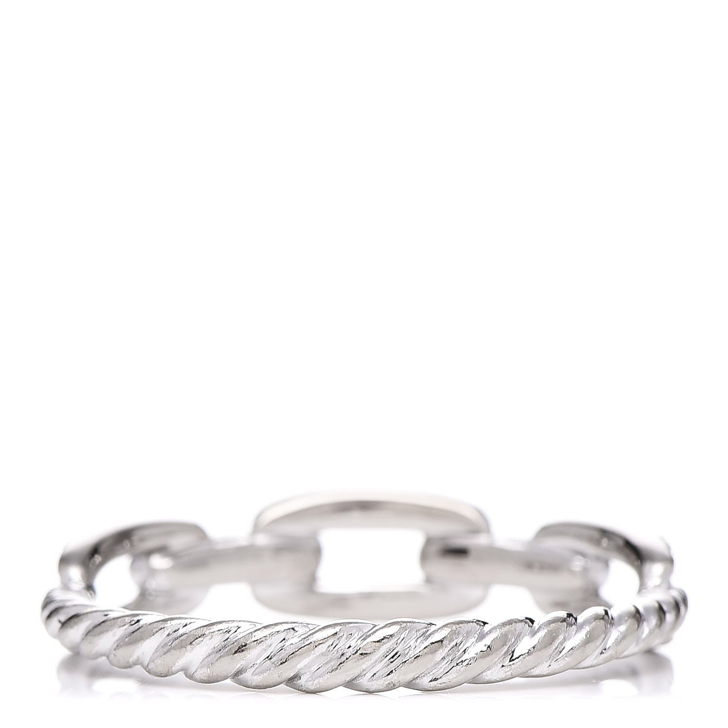 David Yurman 18K White Gold Diamond 4.5mm Stax Single Row Chain Link Ring 57 8 3 of 5