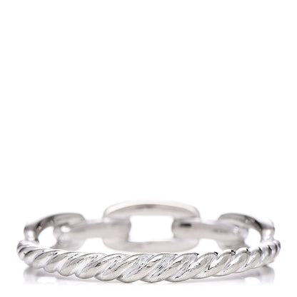 David Yurman 18K White Gold Diamond 4.5mm Stax Single Row Chain Link Ring 57 8 3 of 5