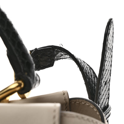 Fendi Vitello Seta Snakeskin Monster Eyes Medium Peekaboo Iconic Satchel  Amido Sand Black 36 of 57