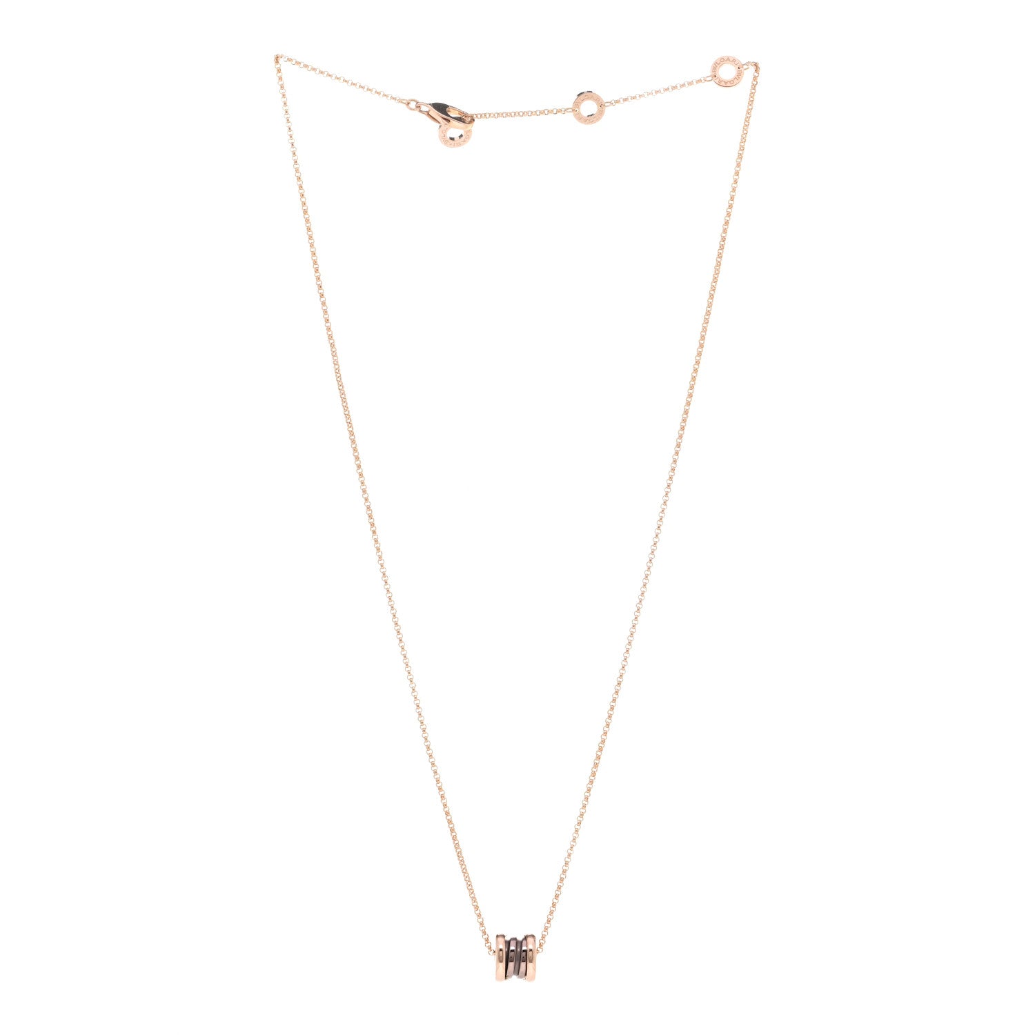Bulgari 18K Rose Gold Cermet Small B.Zero1 Pendant Necklace 3 of 4