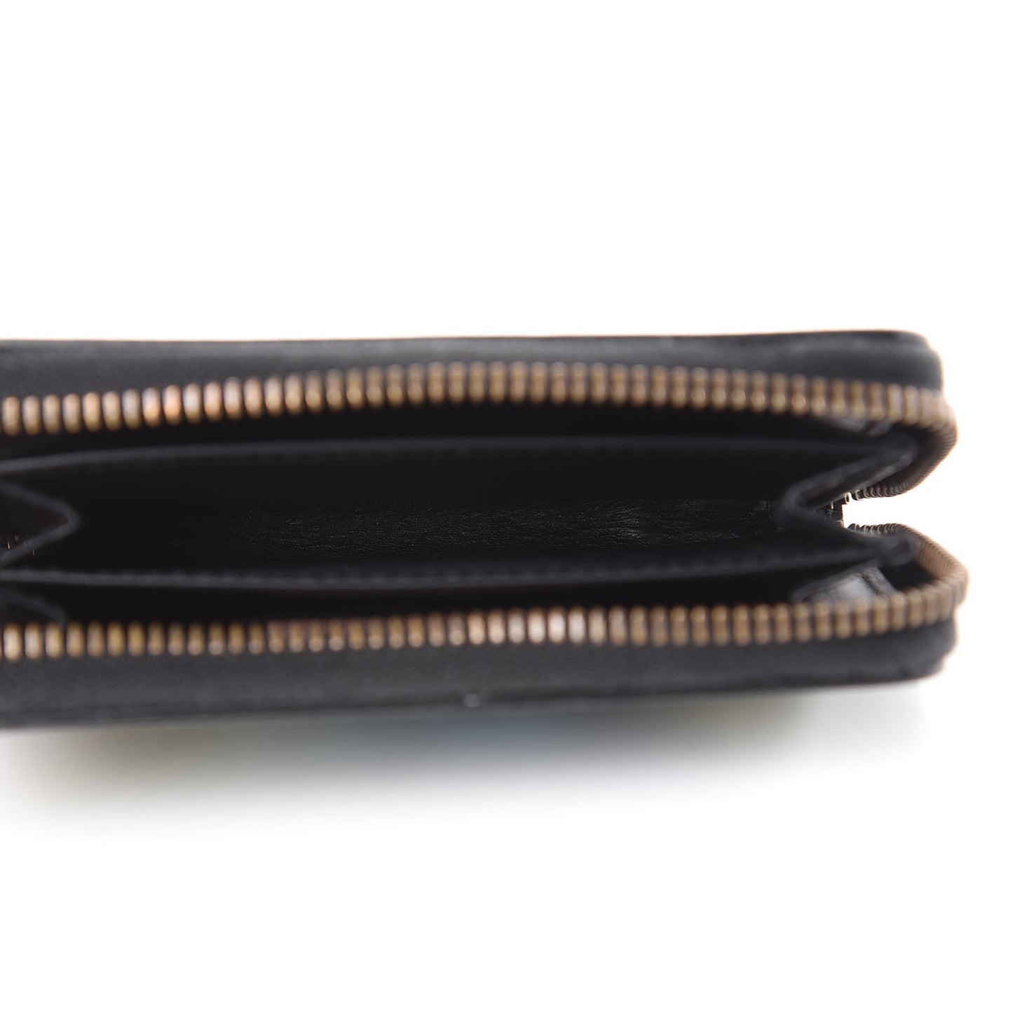 Calfskin GucciGhost Zip Around Card Case Black New Acquamarine