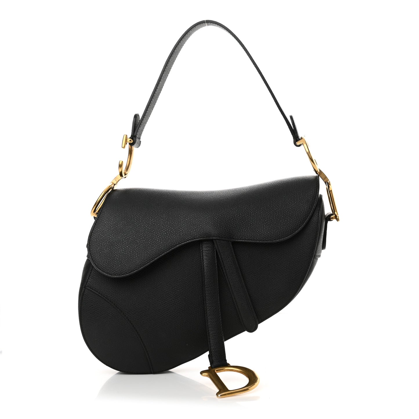 Grained Calfskin Saddle Bag Black