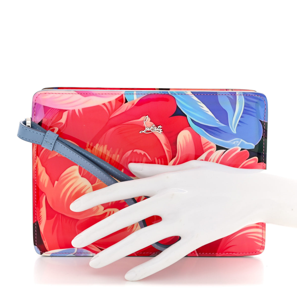 Patent Floral Print Bettina Wristlet Clutch Multicolor