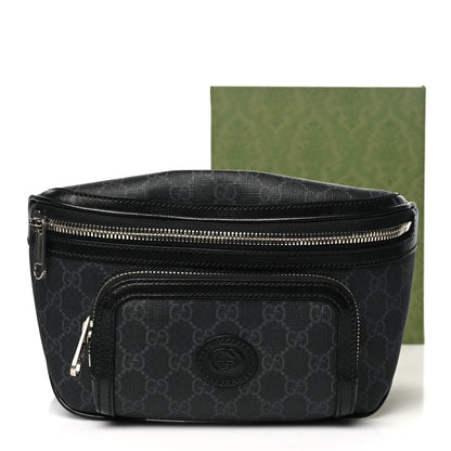 Gucci GG Supreme Monogram Textured Calfskin Retro Interlocking G Belt Bag Black 11 of 11