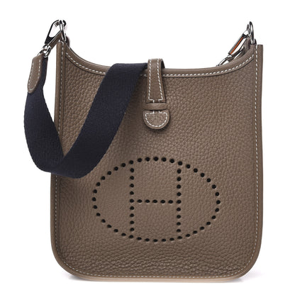 Hermes Taurillon Clemence Amazone Evelyne TPM Etoupe Bleu Indigo 1 of 11
