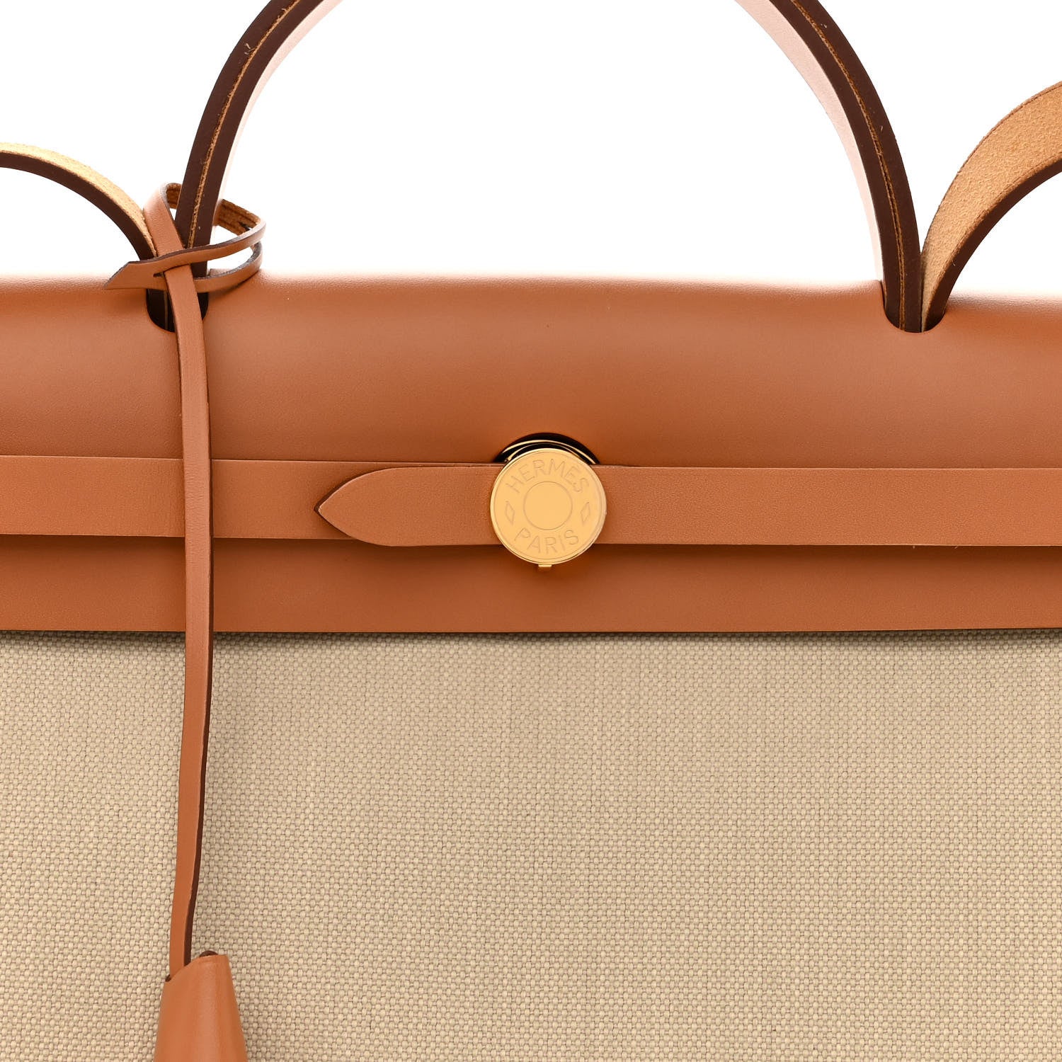 Hermes Military Toile Vache Hunter Herbag Zip Retourne 31 PM Beton Naturel 9 of 14