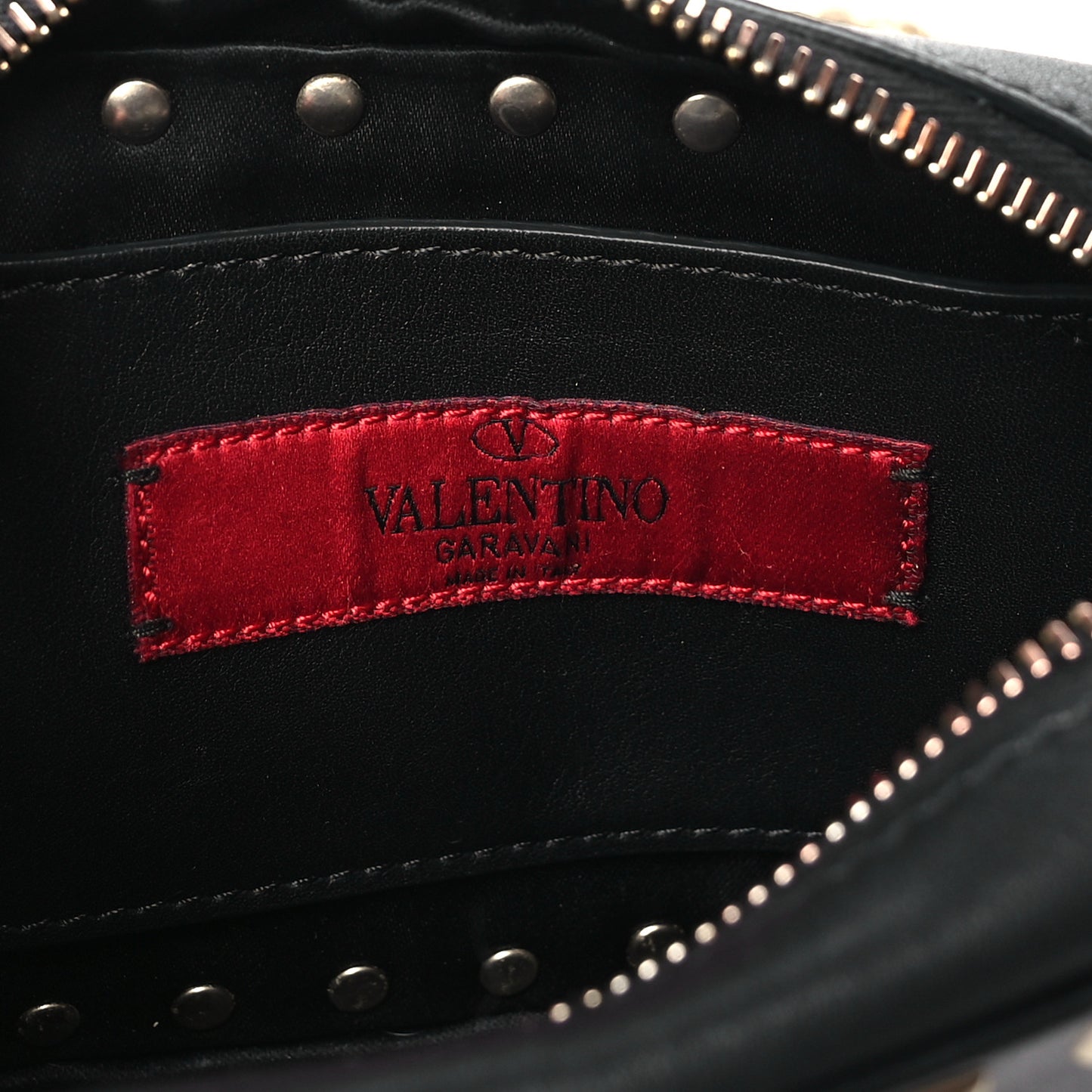 Calfskin Small Rockstud Chain Camera Crossbody Bag Black