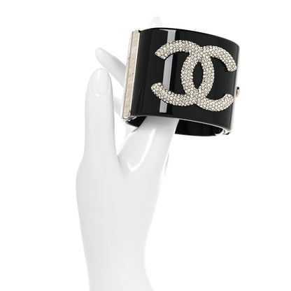 Chanel Resin Crystal CC Wide Cuff Black 2 of 5