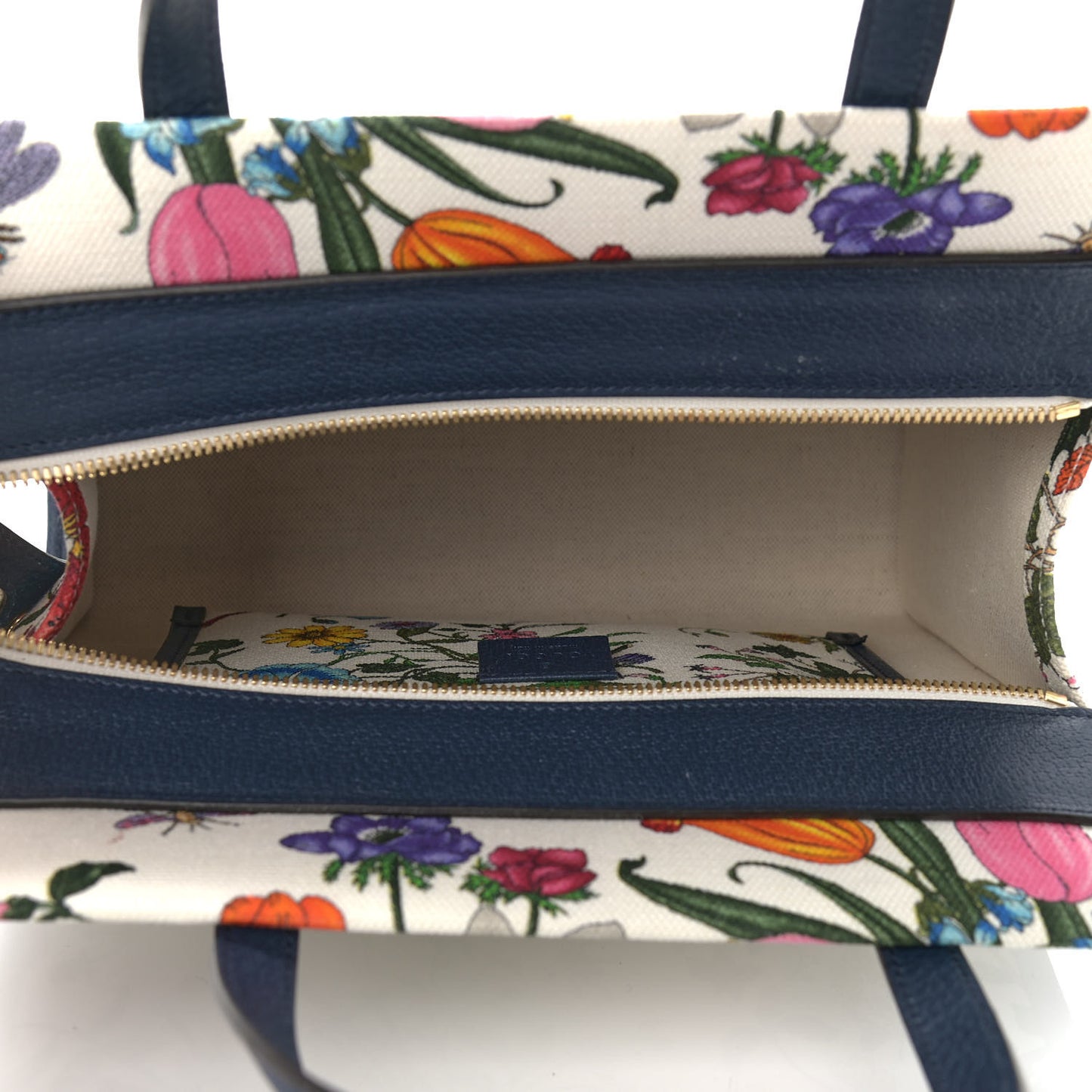Canvas Medium Flora Tote White Multicolor Blue Agata