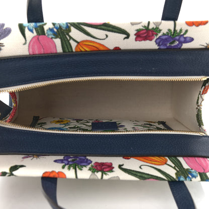 Gucci Canvas Medium Flora Tote White Multicolor Blue Agata 5 of 10