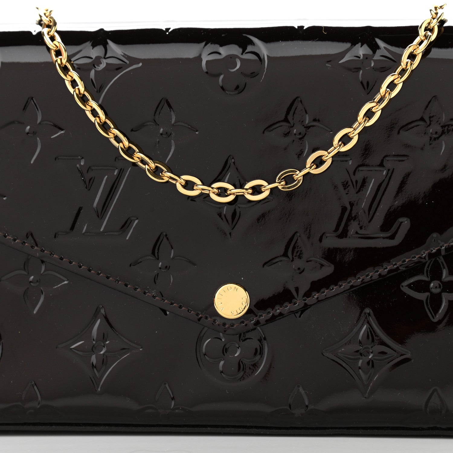 Louis Vuitton Vernis Pochette Felicie Chain Wallet Amarante 13 of 14