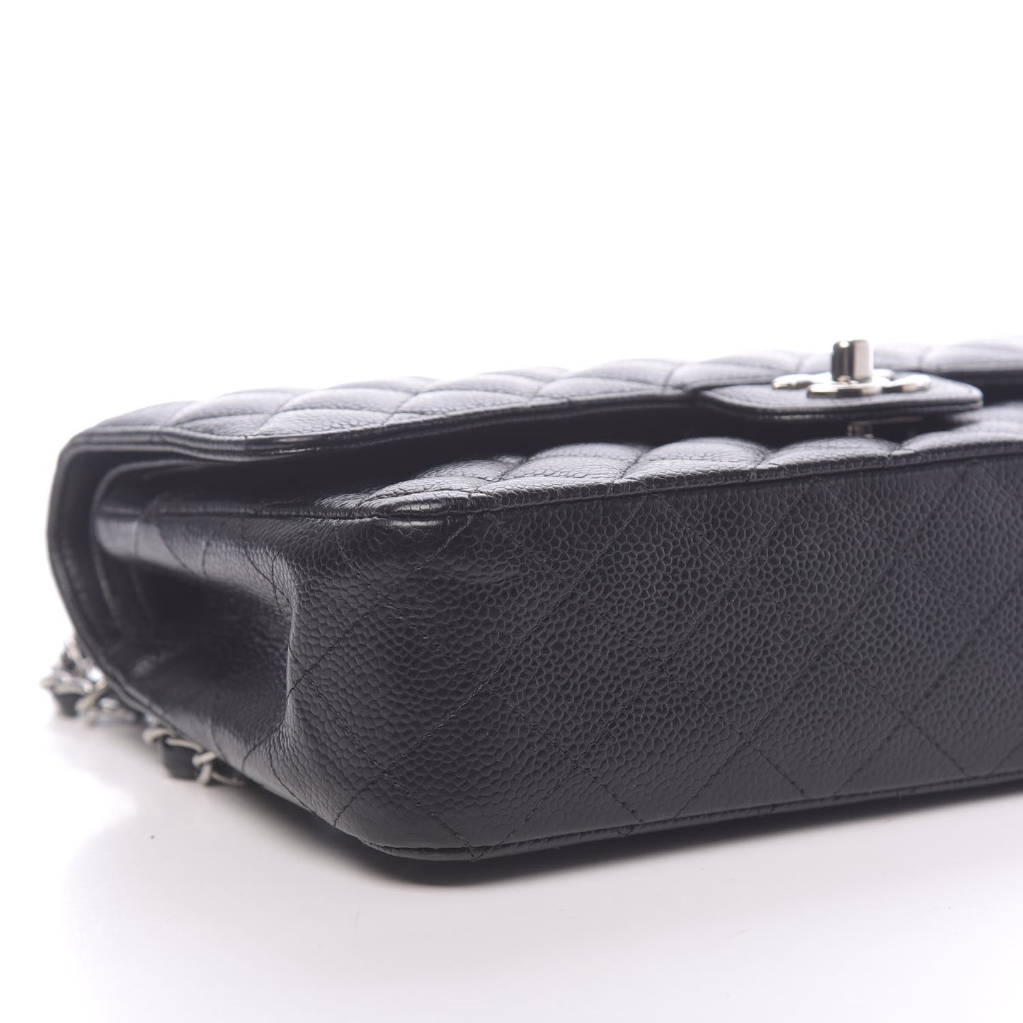 Caviar Quilted Medium Double Flap Black