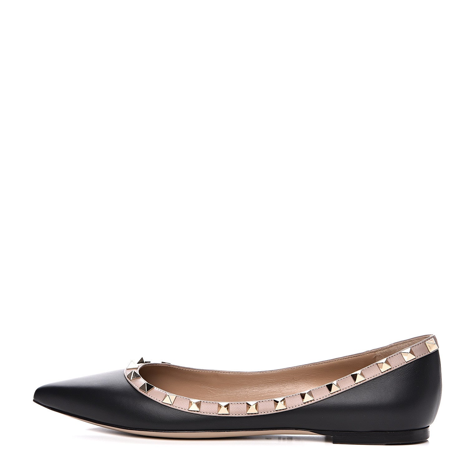 Valentino Garavani Calfskin Nappa Rockstud Ballerina Flats 40 Black Poudre 1 of 9