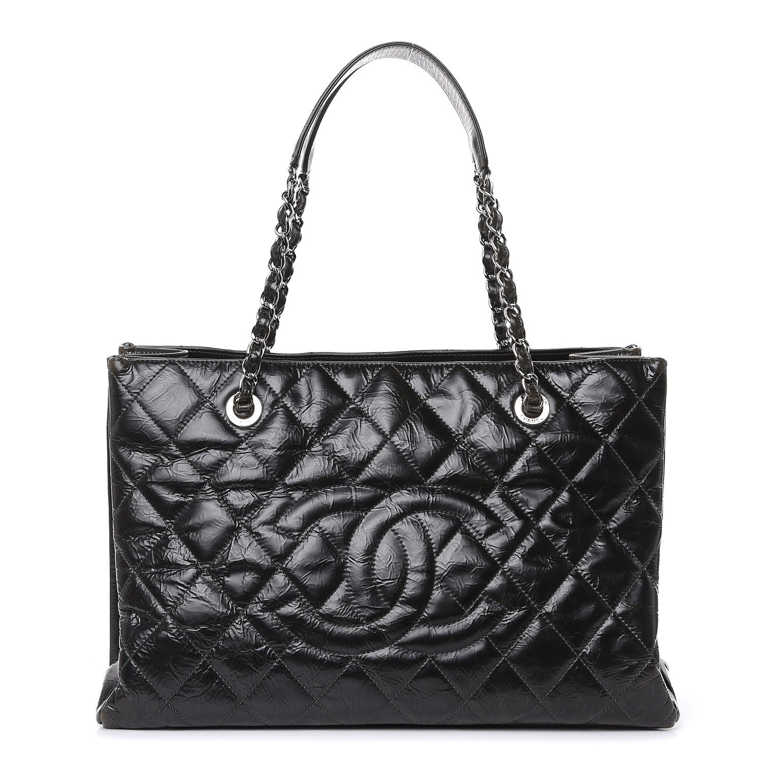 Chanel Aged Glazed Nylon Quilted Shopping Tote Dark Grey 1 of 23
