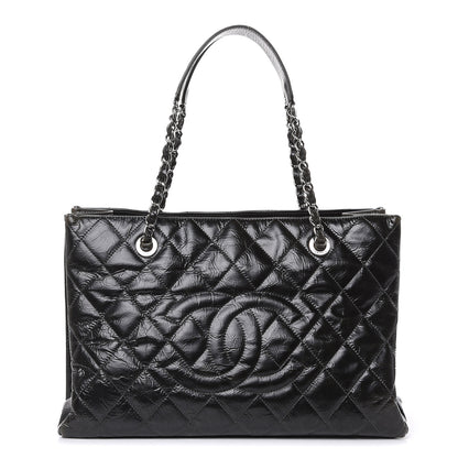 Chanel Aged Glazed Nylon Quilted Shopping Tote Dark Grey 1 of 23