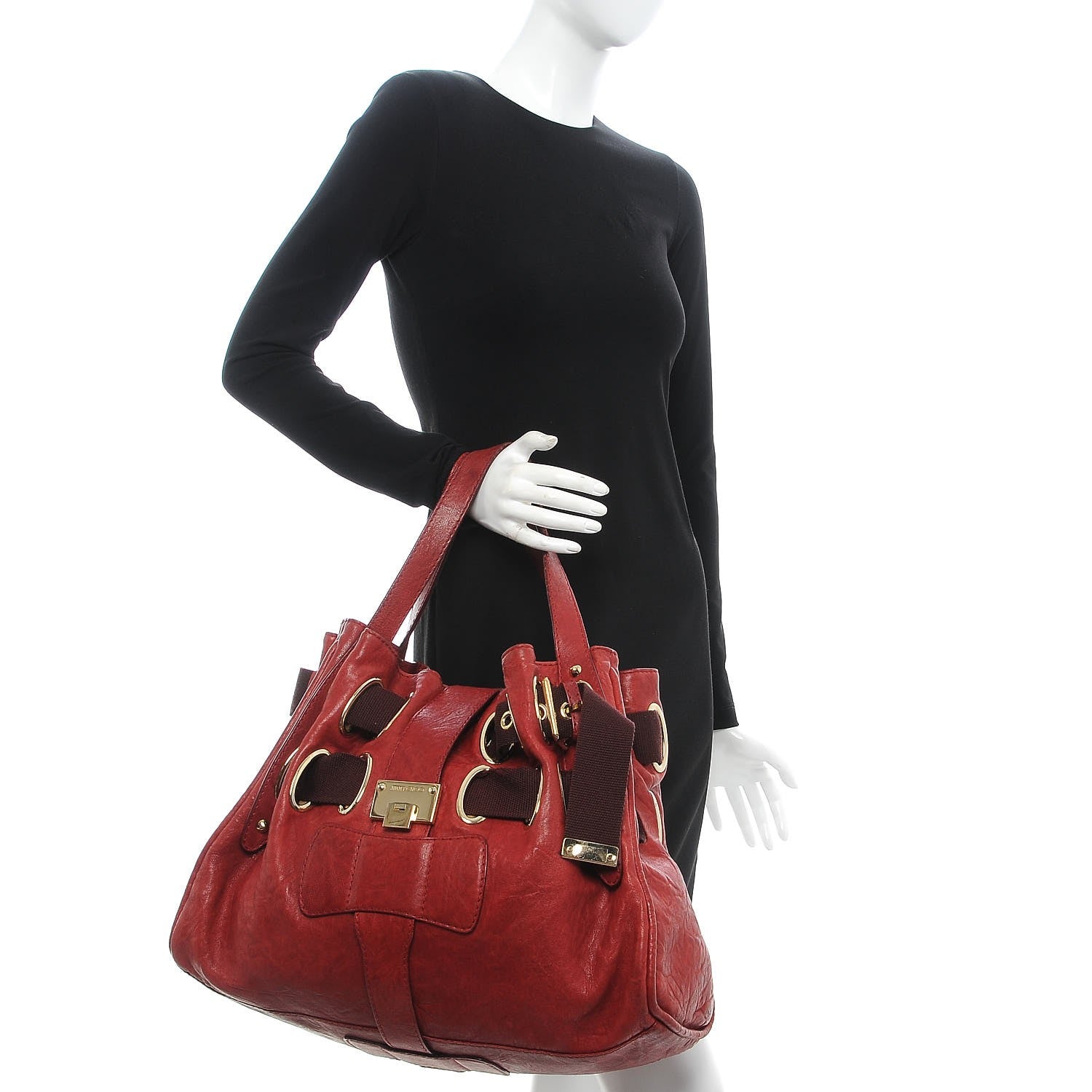 Jimmy Choo Calfskin XL Ramona Tote Burgundy Red 2 of 17