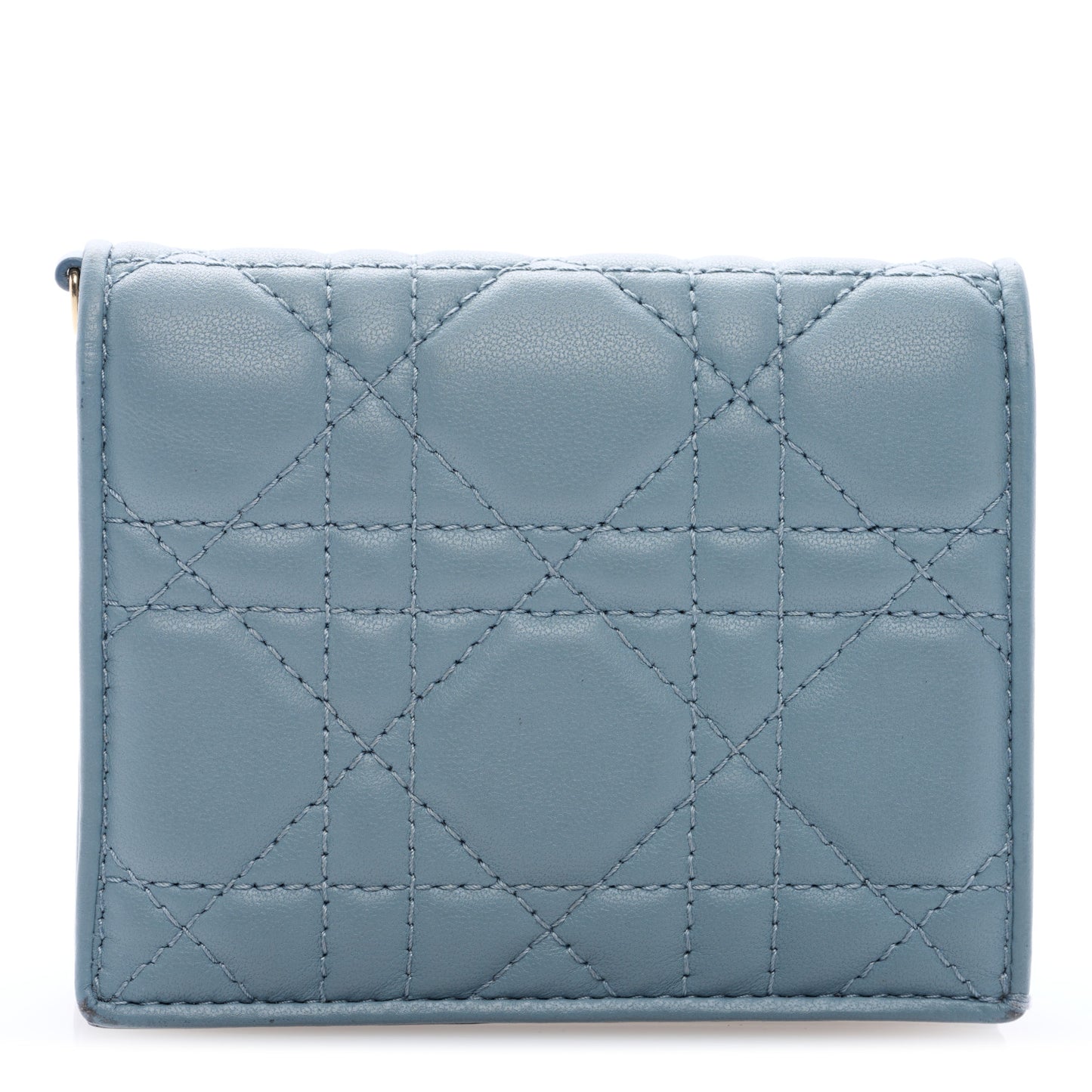 Lambskin Cannage Mini Lady Dior Wallet Cloud Blue