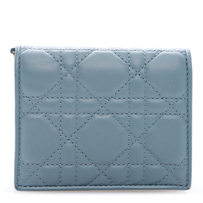 Christian Dior Lambskin Cannage Mini Lady Dior Wallet Cloud Blue 1 of 6
