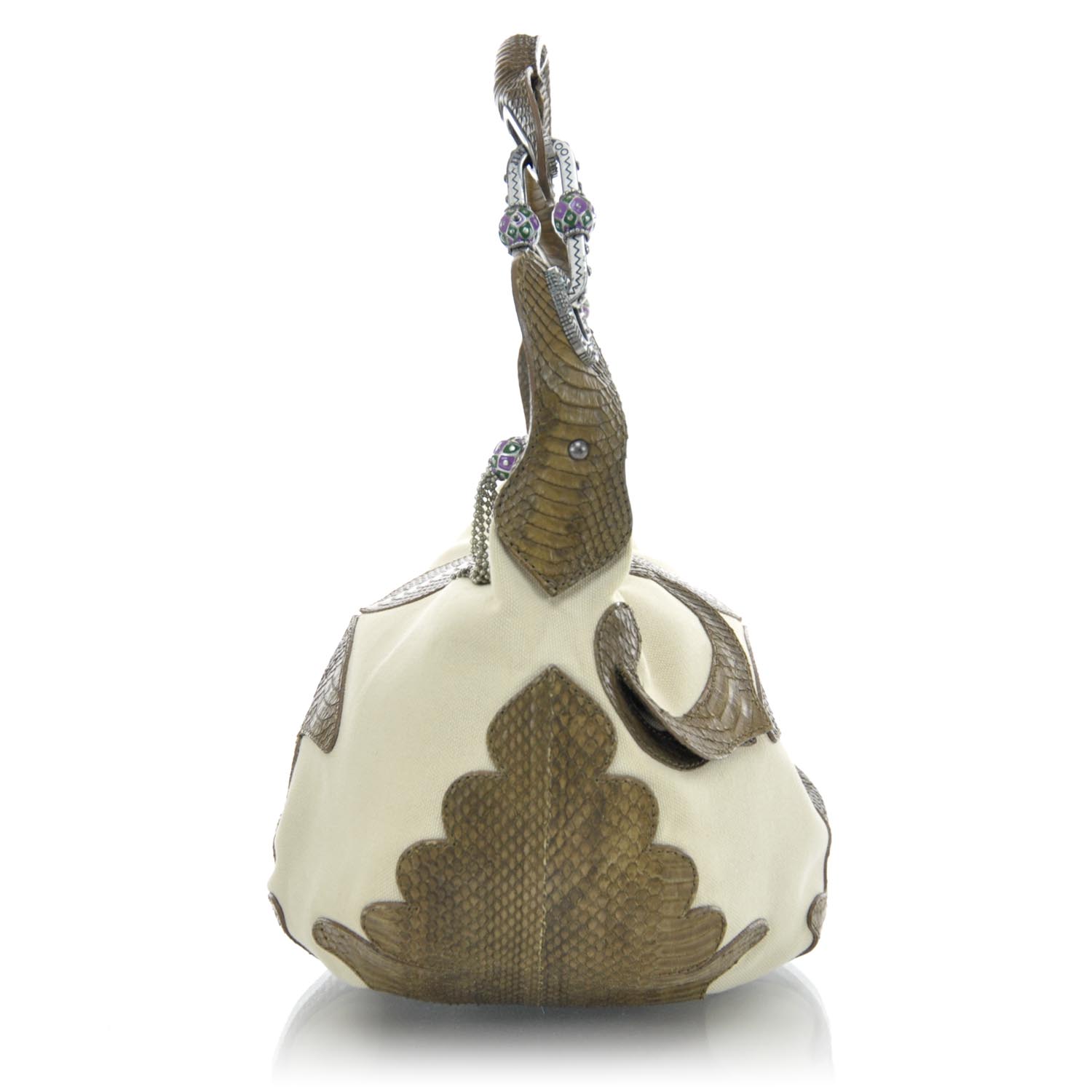Jimmy Choo Python and Linen Hobo 5 of 8