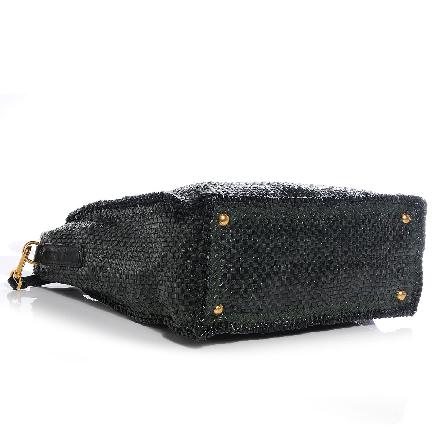 Woven Leather Madras Tote Nero Black