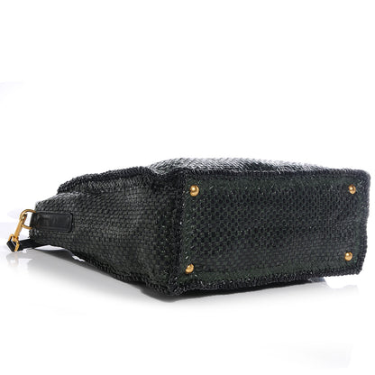 Prada Woven Leather Madras Tote Nero Black 4 of 9