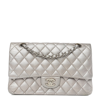 Chanel Metallic Lambskin Quilted Medium Double Flap Silver 1 of 9