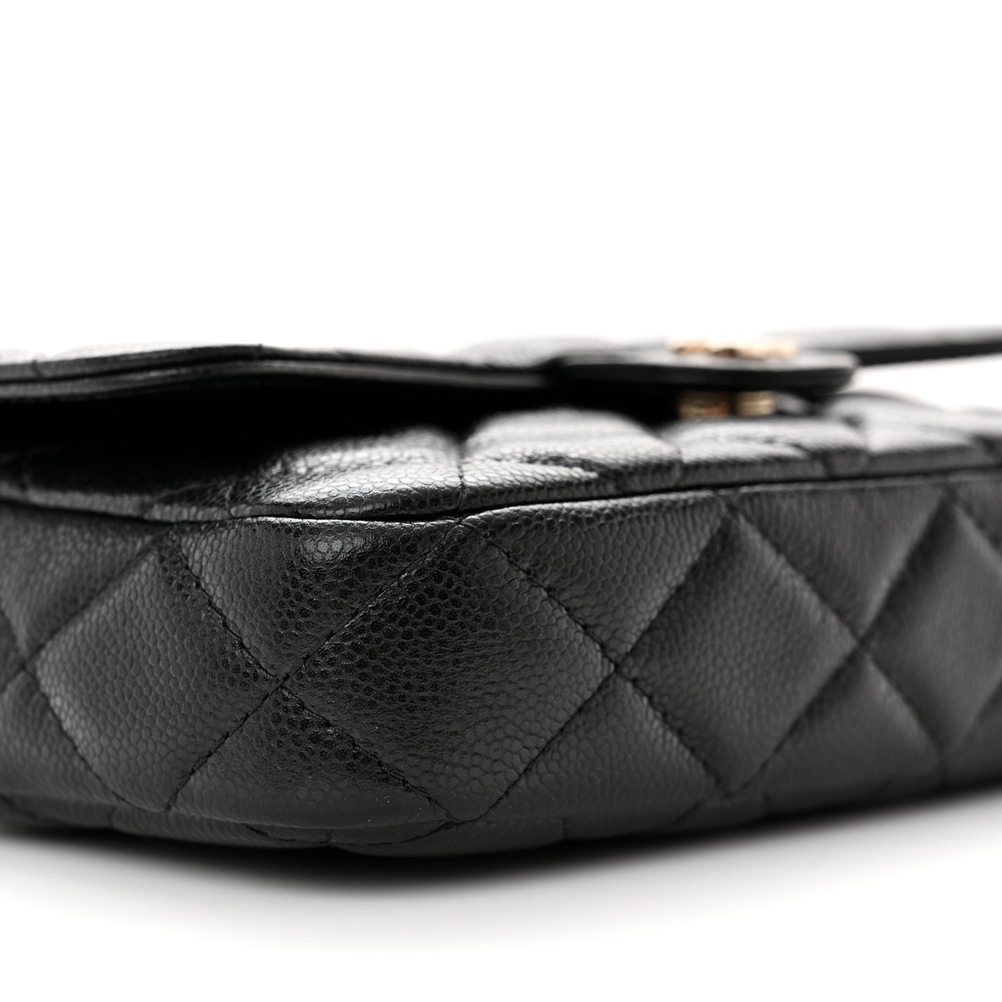 Caviar Quilted Flap Phone Holder With Chain Black