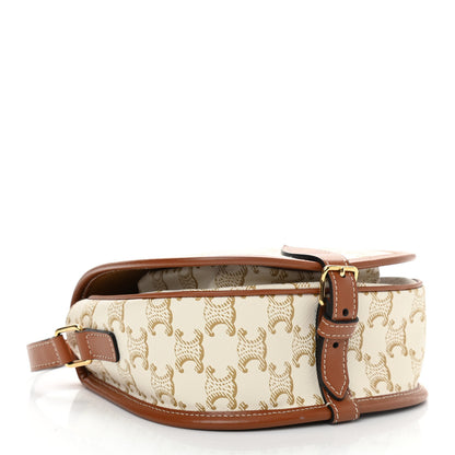 Celine Triomphe Canvas Medium Folco Bag White 4 of 11