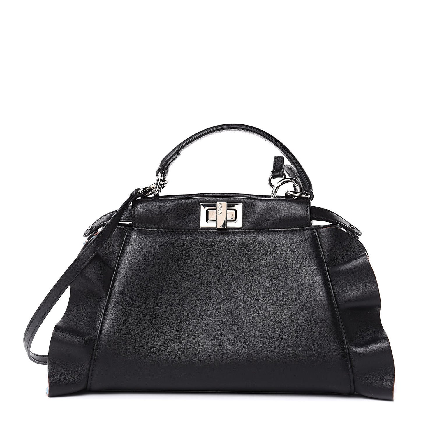 Nappa Waves Bi-Color Mini Peekaboo Iconic Satchel Black Turchese