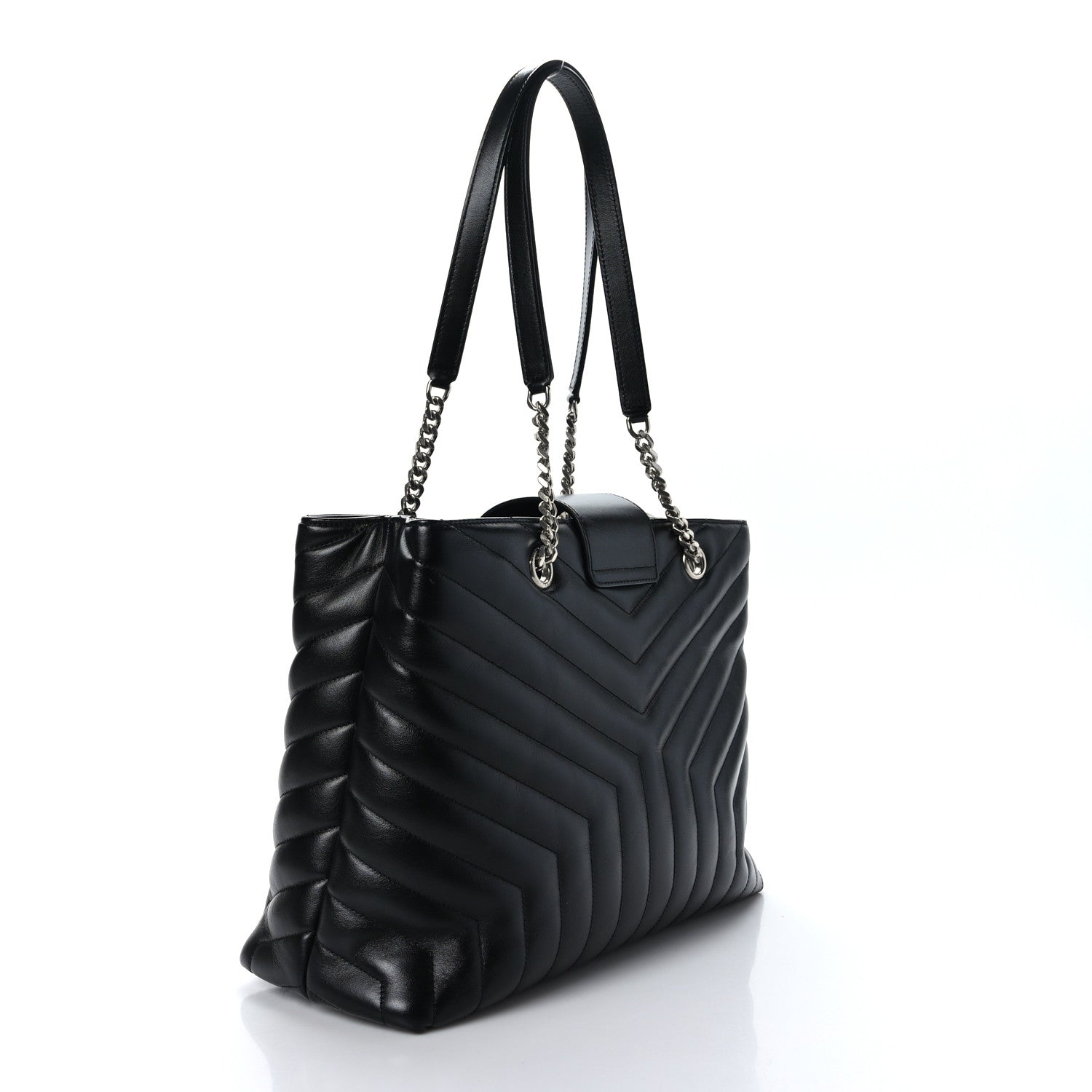 Saint Laurent Calfskin Y Quilted Monogram Large Loulou Shopper Black 3 of 10