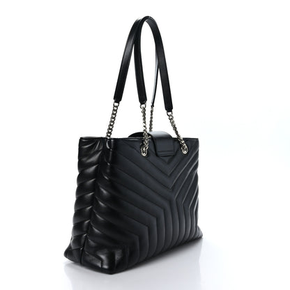 Saint Laurent Calfskin Y Quilted Monogram Large Loulou Shopper Black 3 of 10