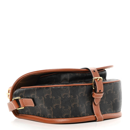 Celine Triomphe Canvas Medium Folco Bag Tan 4 of 10