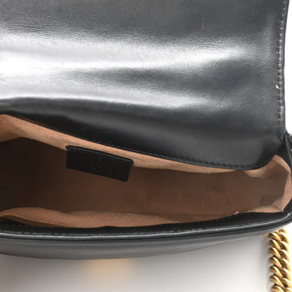 Gucci Calfskin Matelasse Mini GG Marmont Top Handle Shoulder Bag Black 5 of 11