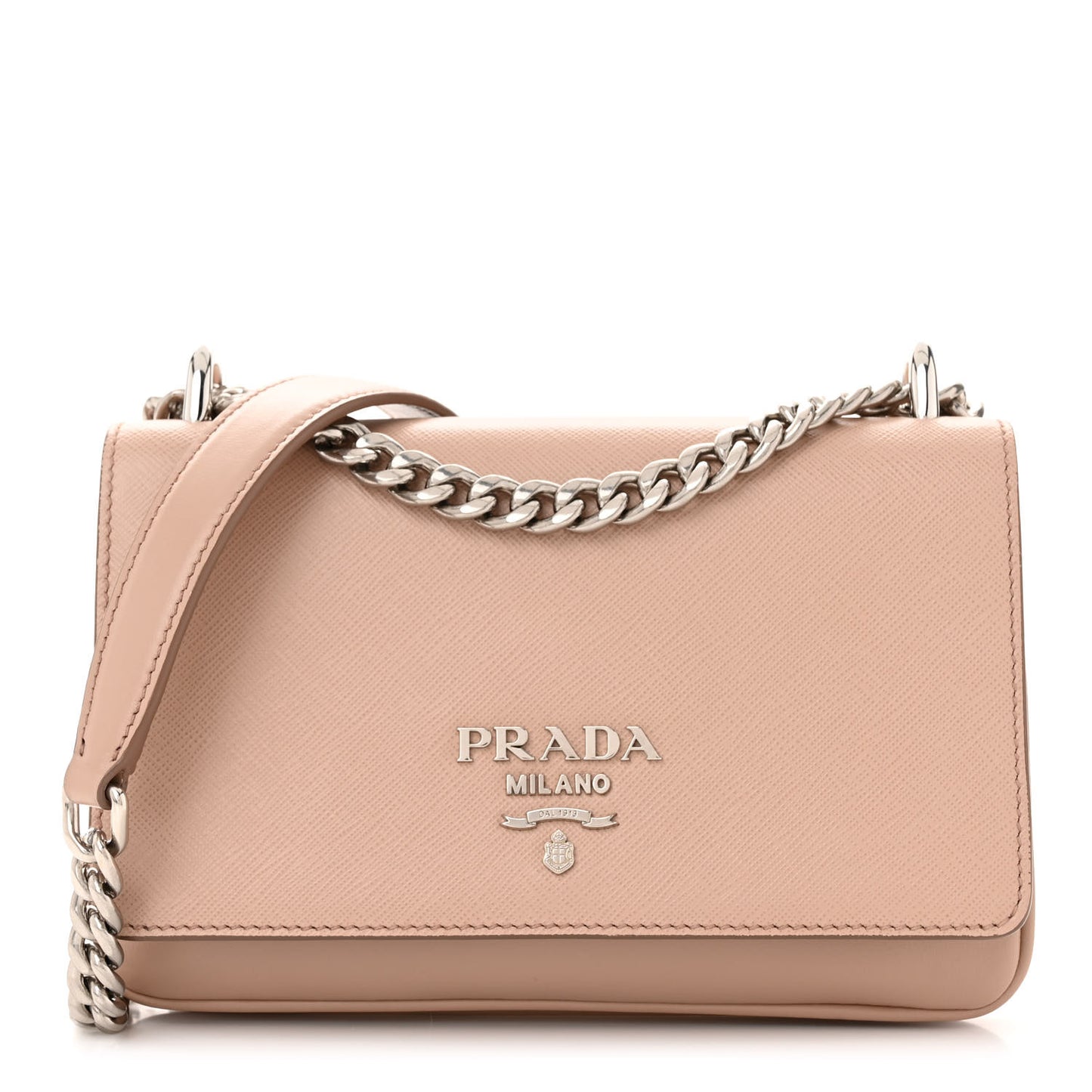 Soft Calfskin Saffiano Chain Crossbody Bag Cipria