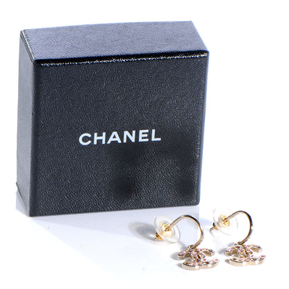 Chanel Crystal CC Hoop Earrings Gold 4 of 4
