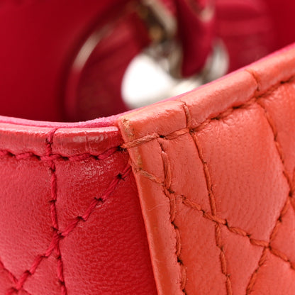 Christian Dior Lambskin Cannage Medium Bi-Color Lady Dior Orange Fuchsia 14 of 14