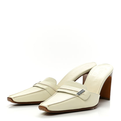 Chanel Calfskin Logo Mules 38 White 3 of 13