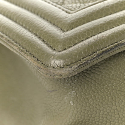 Chanel Caviar Quilted Medium Boy Flap Khaki 10 of 14