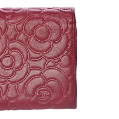 Chanel Lambskin Embossed Camellia Large Gusset Flap Wallet Pink 13 of 17