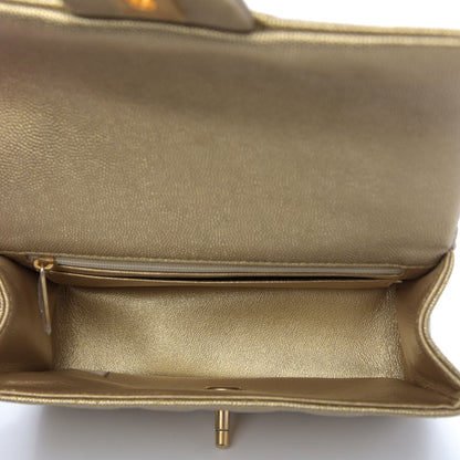 Chanel Metallic Caviar Quilted Mini Top Handle Rectangular Flap Gold 5 of 9