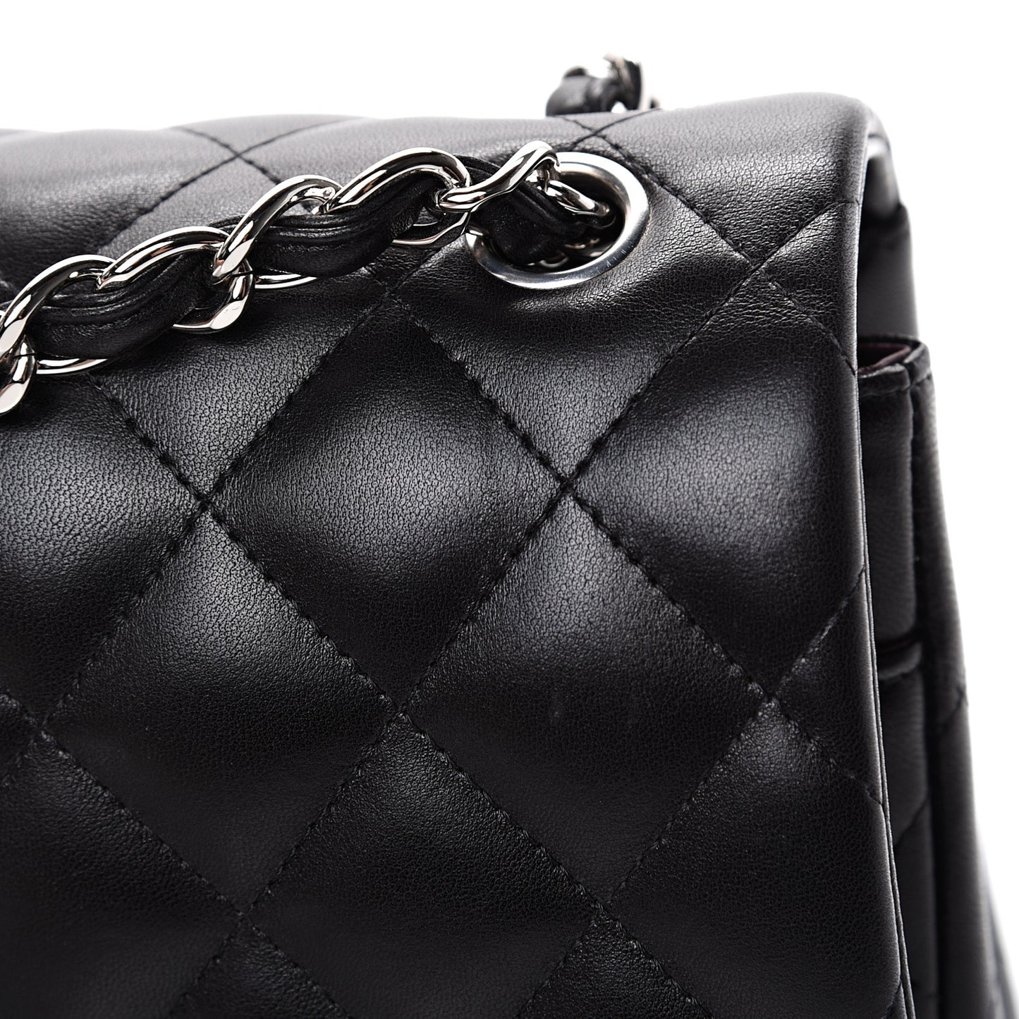 Lambskin Quilted Jumbo Double Flap Black