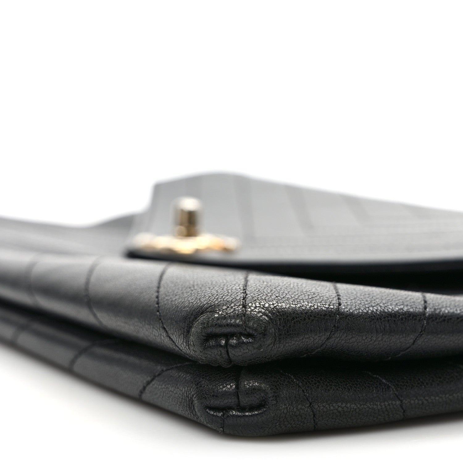 Chanel Lambskin Chevron Quilted Envelope Clutch Black 9 of 12